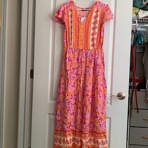 Zesica S Pink and Orange Maxi Dress